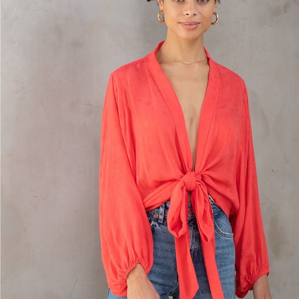 Love stitch Orion top kimono wrap tie blouse S